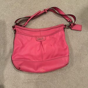 Coach pink leather hobo style bag